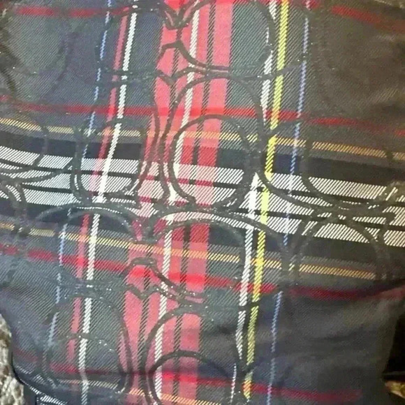 COACH CHRISSI BLACK LEATHER WITH MONOGRAM LOGO PLAID EQUESTRIAN BOOTS SIZE 8.5 - Picture 10 of 10